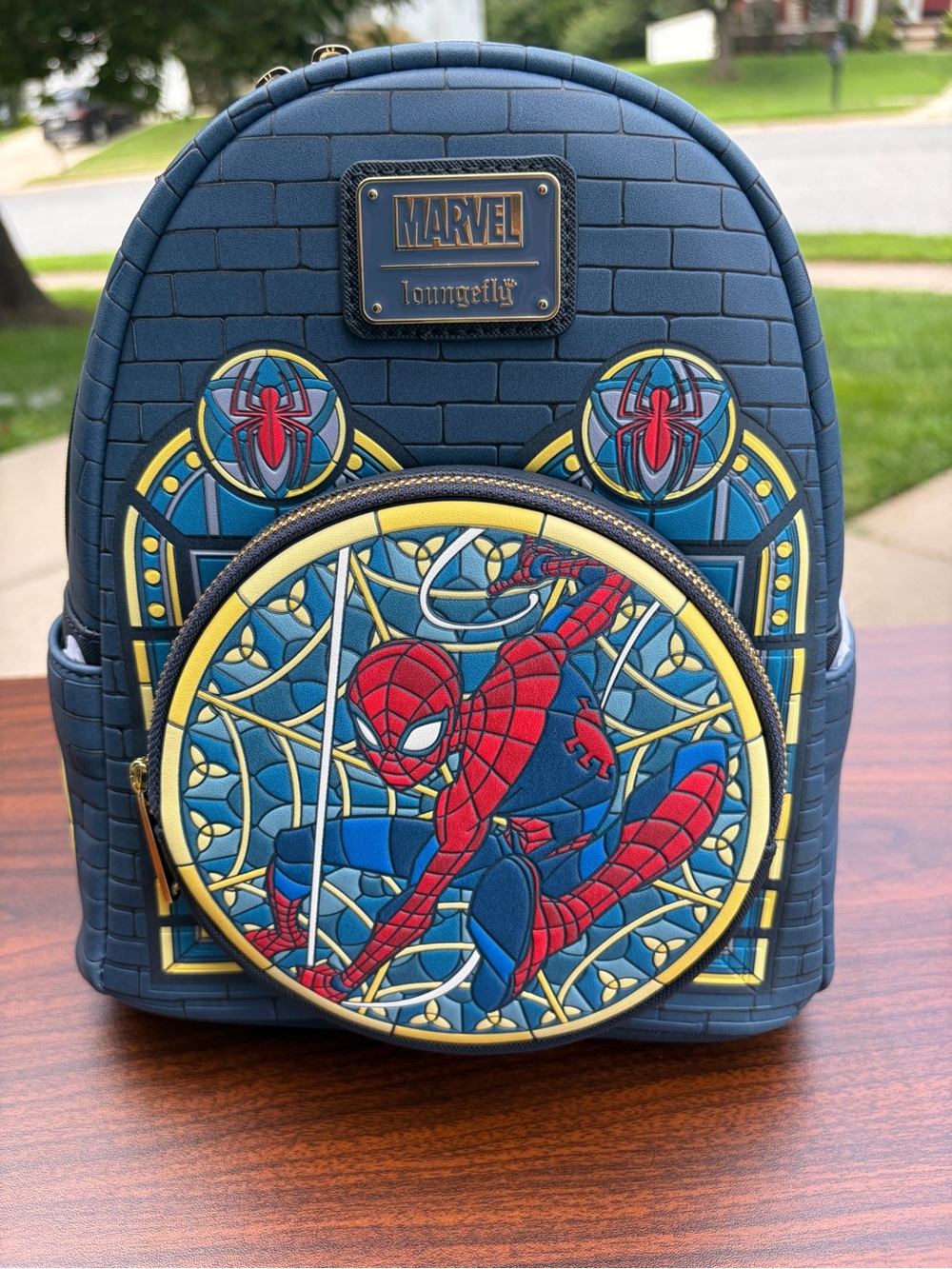 Loungefly Marvel Spider-Man Stained Glass Portrait Mini Backpack NWT